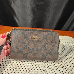 Coach double compartment wristlet